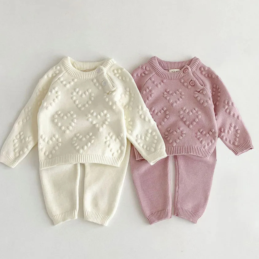 Strickset mit Herzen "Amore"